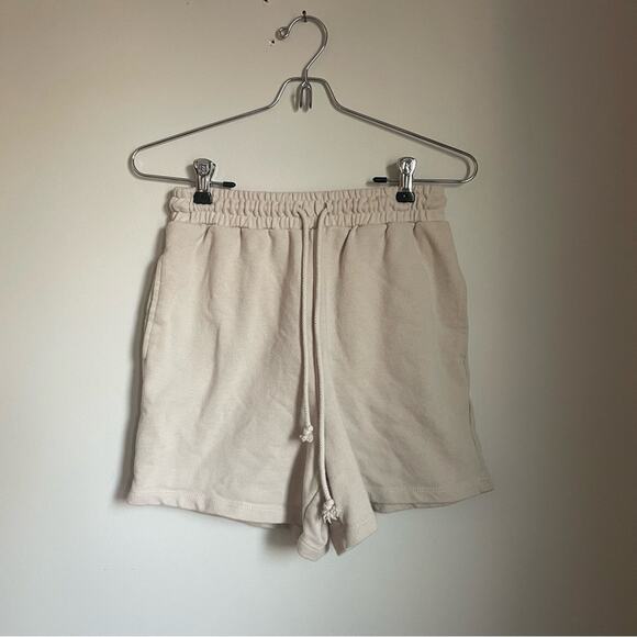 Cotton On Cream Athletic Sweat Shorts with Elastic Waistband - Picture 1 of 4